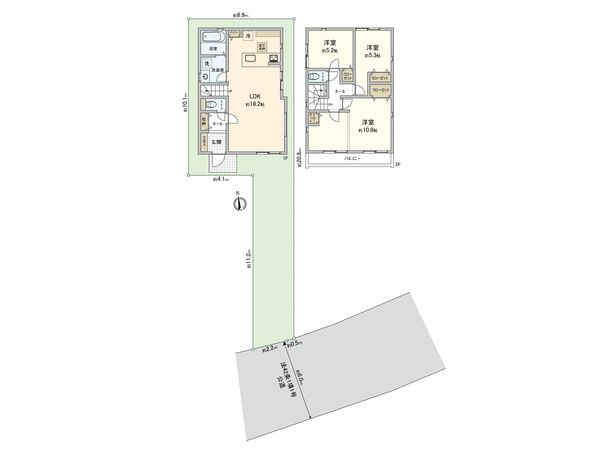 水沢2丁目新築戸建 3号棟 間取図(平面図) 水沢2丁目新築戸建 3号棟 間取図(平面図)