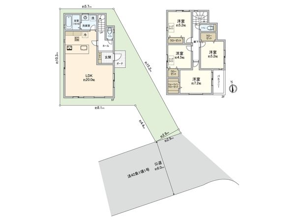 水沢2丁目新築戸建 6号棟 間取図(平面図) 水沢2丁目新築戸建 6号棟 間取図(平面図)