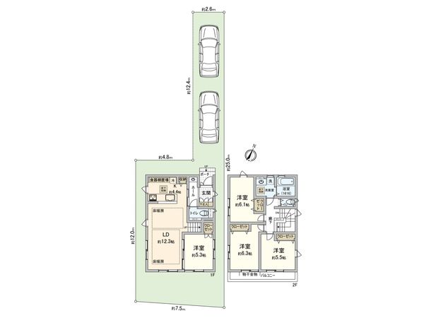 あざみ野1丁目 戸建 間取図(平面図) あざみ野1丁目 戸建 間取図(平面図)