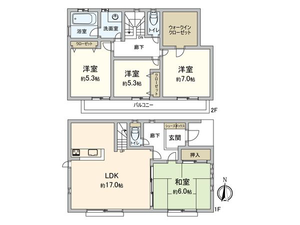 美しが丘西2丁目 戸建 間取図(平面図) 美しが丘西2丁目 戸建 間取図(平面図)