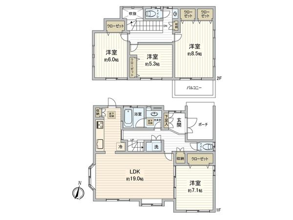 青葉区美しが丘西2丁目戸建 間取図(平面図) 青葉区美しが丘西2丁目戸建 間取図(平面図)