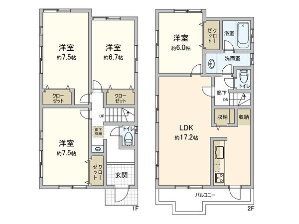 青葉区美しが丘西1丁目戸建 間取図(平面図) 青葉区美しが丘西1丁目戸建 間取図(平面図)
