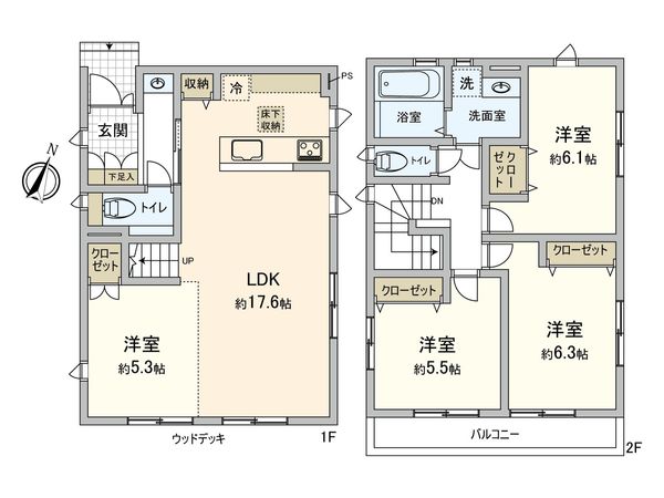 青葉区あざみ野1丁目戸建 間取図(平面図) 青葉区あざみ野1丁目戸建 間取図(平面図)