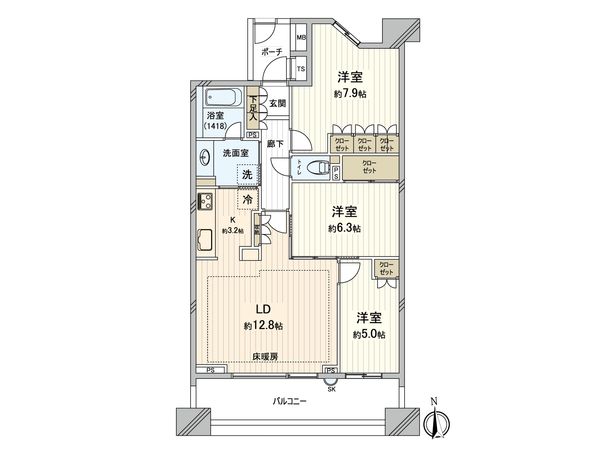 ドレッセあざみ野エスタフレンテ 間取図(平面図)