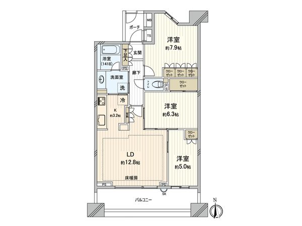 ドレッセあざみ野エスタフレンテ 間取図(平面図)
