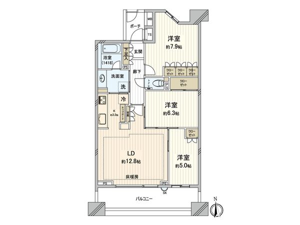 ドレッセあざみ野エスタフレンテ 間取図(平面図)