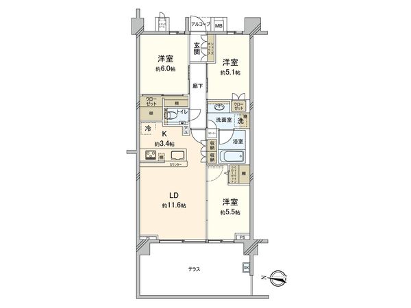 グランドメゾン鷺沼ザ・ヴィラ 間取図(平面図) 間取図(平面図)