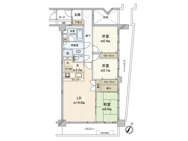 サンマンションアトレ江田 間取図(平面図) サンマンションアトレ江田 間取図(平面図)