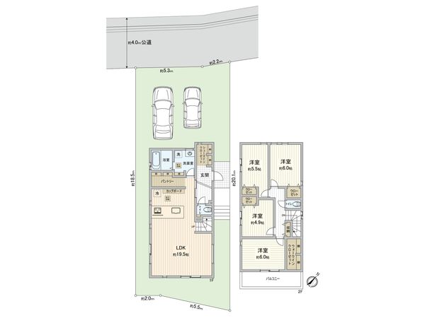 緑区西八朔町 新築2号棟 間取図(平面図) 緑区西八朔町 新築2号棟 間取図(平面図)