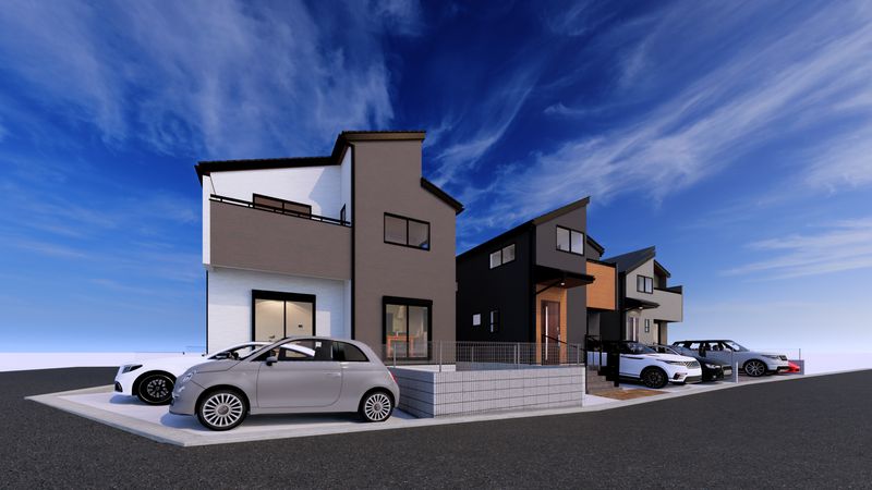 桂台2丁目 新築戸建1号棟 外観パース図 桂台2丁目 新築戸建1号棟 外観パース図