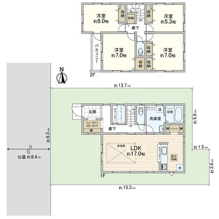 桂台2丁目 新築戸建2号棟 間取図(平面図) 桂台2丁目 新築戸建2号棟 間取図(平面図)