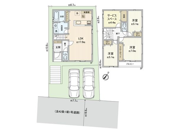 青葉区恩田町 新築2号棟 間取図(平面図) 青葉区恩田町 新築2号棟 間取図(平面図)