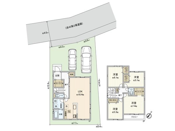 青葉区恩田町 新築4号棟 間取図(平面図) 青葉区恩田町 新築4号棟 間取図(平面図)