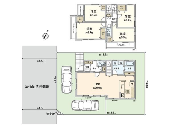 青葉区奈良町 新築1号棟 間取図(平面図) 青葉区奈良町 新築1号棟 間取図(平面図)