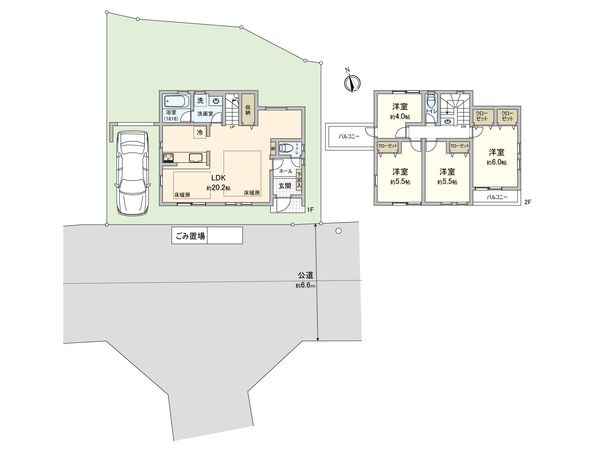 北八朔町新築戸建 B号棟 間取図(平面図) 北八朔町新築戸建 B号棟 間取図(平面図)