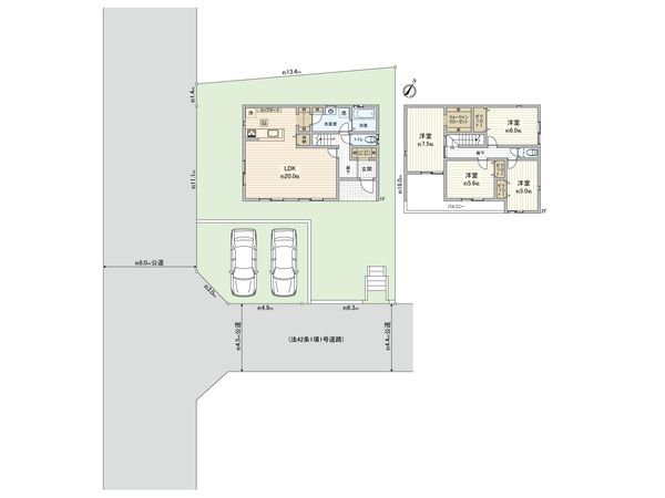 緑区北八朔町新築戸建 間取図(平面図) 間取図(平面図)