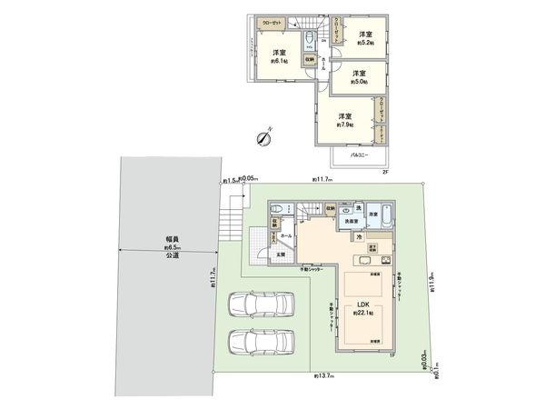 北八朔町新築戸建 間取図(平面図) 間取図(平面図)