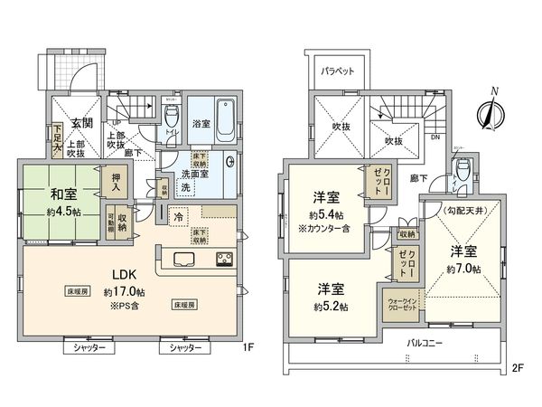 鉄町 新築5号棟 間取図(平面図)