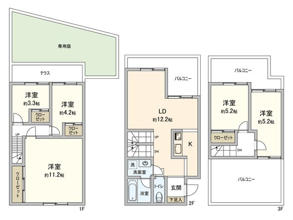 青葉区奈良町テラスハウス 間取図(平面図) 青葉区奈良町テラスハウス 間取図(平面図)