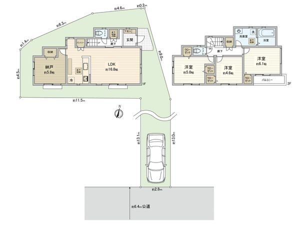 緑区北八朔町 新築戸建 間取図(平面図)