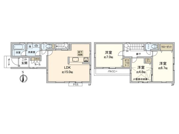 鴨志田町 新築2号棟 間取図(平面図) 鴨志田町 新築2号棟 間取図(平面図)