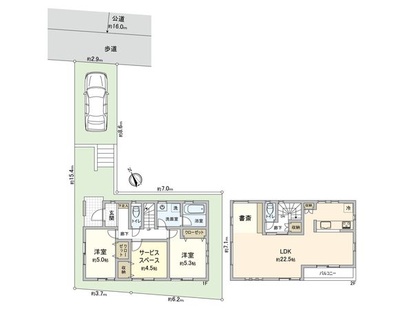 青葉区つつじが丘 新築B号棟 間取図(平面図) 青葉区つつじが丘 新築B号棟 間取図(平面図)