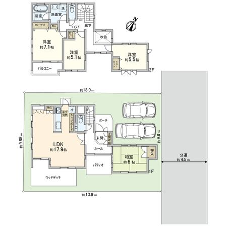 つつじが丘 戸建【ファインコート青葉台つつじが丘】 間取図(平面図) つつじが丘 戸建【ファインコート青葉台つつじが丘】 間取図(平面図)