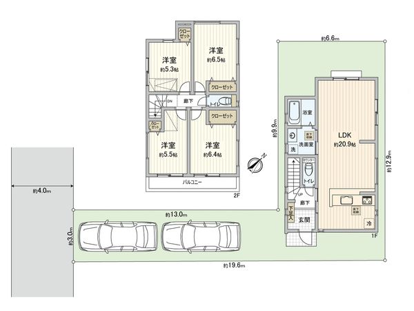 青葉区藤が丘1丁目 新築2号棟 間取図(平面図)