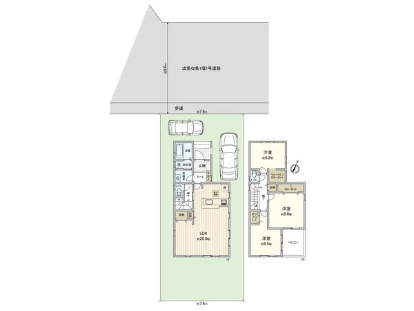 鴨志田町 新築2号棟 間取図(平面図) 鴨志田町 新築2号棟 間取図(平面図)