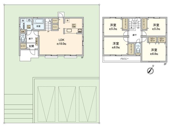 青葉区奈良町 新築戸建 間取図(平面図) 青葉区奈良町 新築戸建 間取図(平面図)