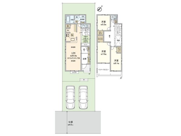 青葉区奈良町 新築2号棟 間取図(平面図) 青葉区奈良町 新築2号棟 間取図(平面図)