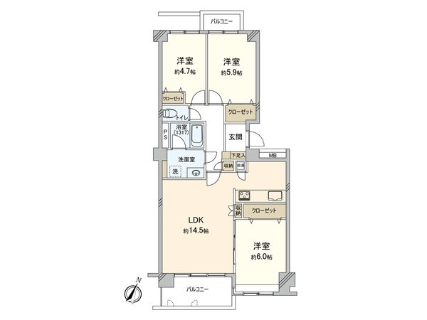 クリエール藤が丘 A館 間取図(平面図) クリエール藤が丘 A館 間取図(平面図)