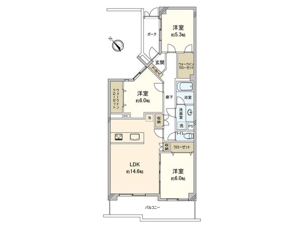 コスモ青葉台ウエストヒルズ B棟 間取図