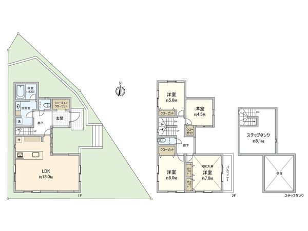 港北区篠原台町(土地) 建物プラン例 (間取り図)