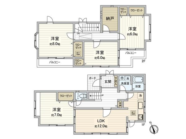 港北区富士塚2丁目(戸建) 間取図(平面図) 港北区富士塚2丁目(戸建) 間取図(平面図)