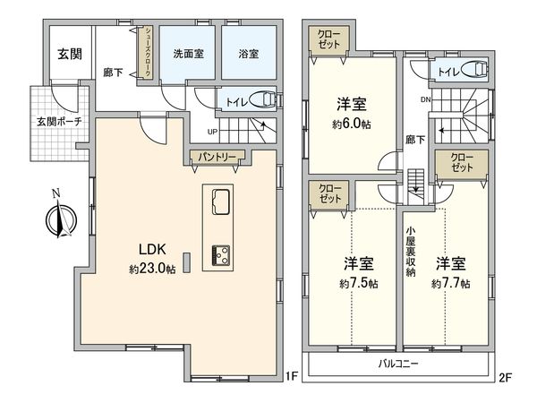 港北区仲手原2丁目(新築戸建) 間取図(平面図) 港北区仲手原2丁目(新築戸建) 間取図(平面図)