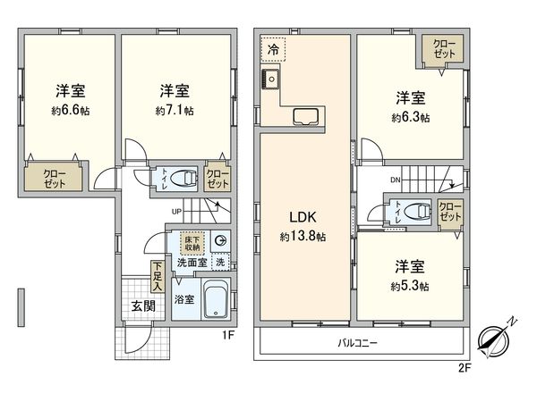 鶴見区上の宮1丁目(新築戸建) 間取図(平面図)