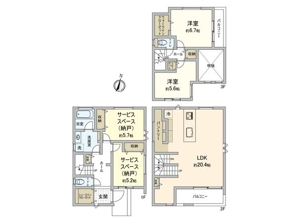神奈川区西寺尾4丁目(新築戸建) 間取図(平面図) 間取図(平面図)