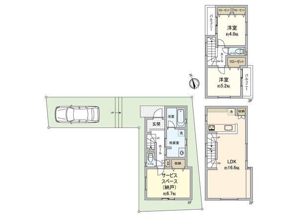 神奈川区西寺尾1丁目(B棟) 間取図(平面図)