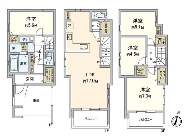 港北区富士塚2丁目(新築戸建) 間取図(平面図)