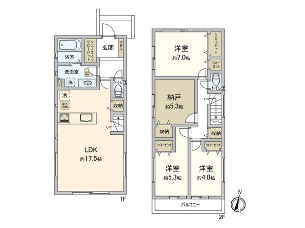 港北区仲手原2丁目(新築戸建)1号棟 間取図(平面図)