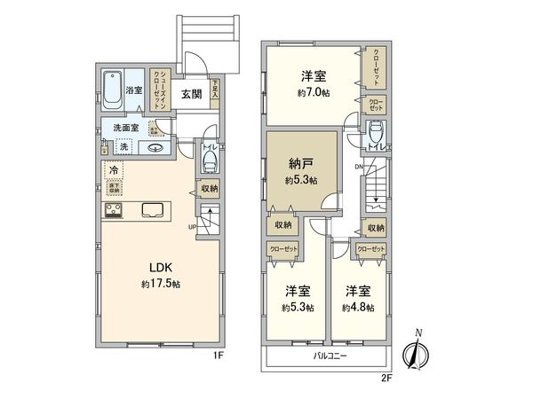 港北区仲手原2丁目(新築戸建)2号棟 間取図(平面図)
