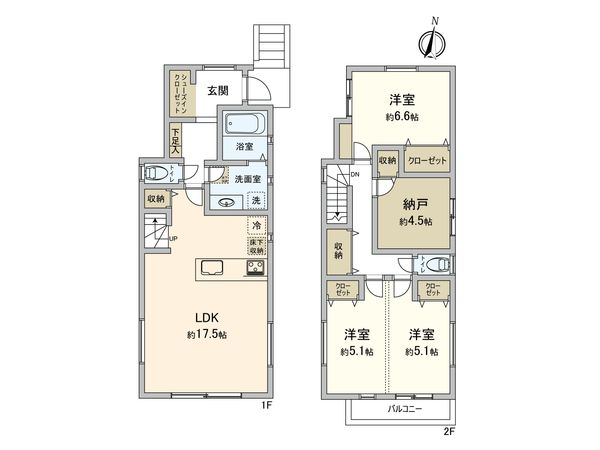 港北区仲手原2丁目(新築戸建)3号棟 間取図(平面図)