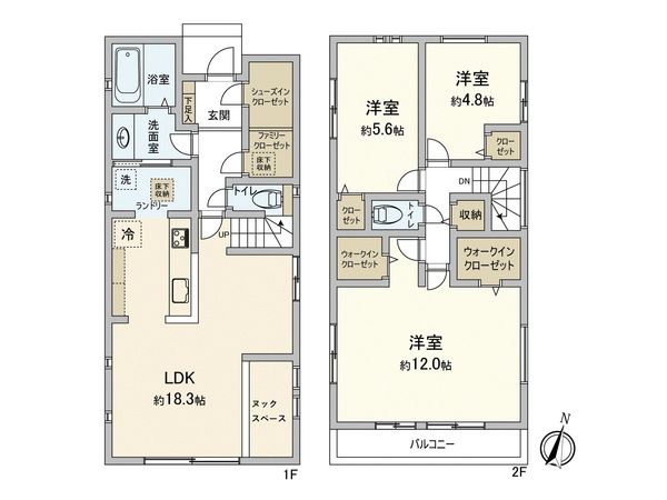 港北区篠原東2丁目(新築戸建)2号棟 間取図(平面図) 港北区篠原東2丁目(新築戸建)2号棟 間取図(平面図)