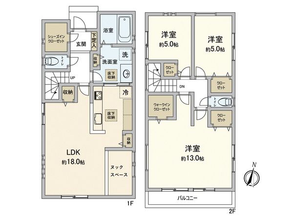 港北区篠原東2丁目(新築戸建)3号棟 間取図(平面図) 港北区篠原東2丁目(新築戸建)3号棟 間取図(平面図)