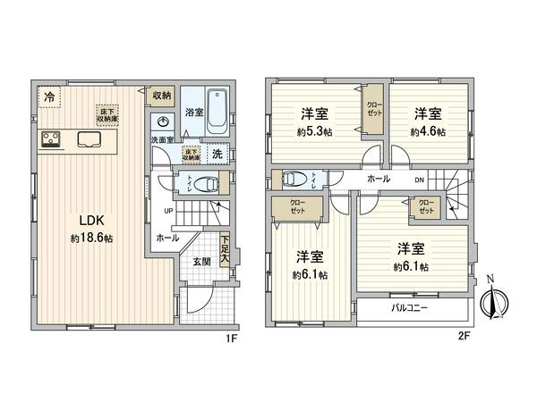 港北区富士塚2丁目(新築戸建)4号棟 間取図(平面図) 港北区富士塚2丁目(新築戸建)4号棟 間取図(平面図)
