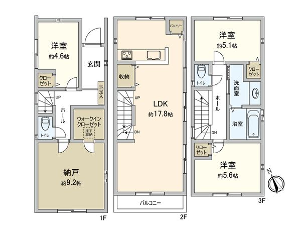 港北区菊名3丁目(新築戸建)2号棟 間取図(平面図) 港北区菊名3丁目(新築戸建)2号棟 間取図(平面図)