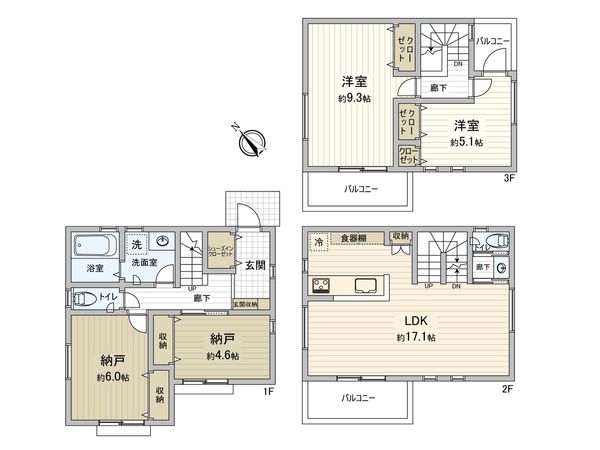 中原区木月4丁目(新築戸建) 間取図(平面図) 中原区木月4丁目(新築戸建) 間取図(平面図)