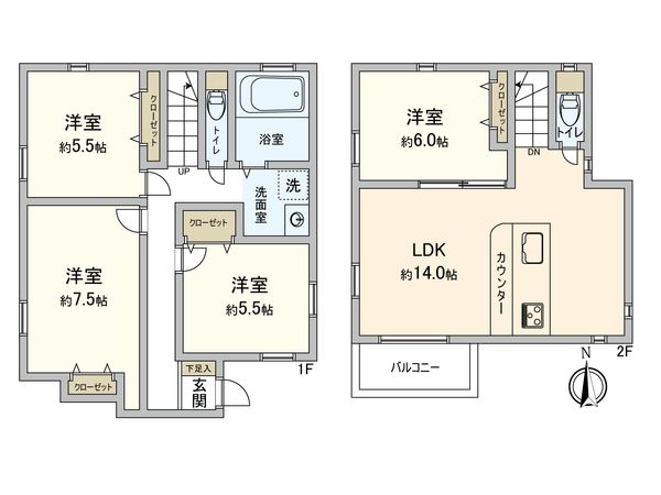 港北区篠原北2丁目(戸建) 間取図(平面図) 間取図(平面図)