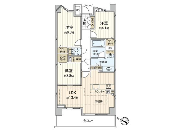 ザ・パークハウス横浜大口 間取図(平面図) 間取図(平面図)
